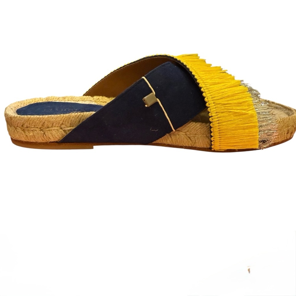 L’F Shoes Made in Spain Slide Sandals in Navy Yellow and Silver Sz 39 - Picture 4 of 11